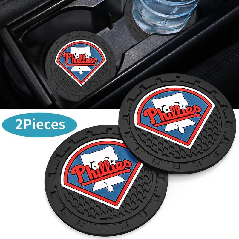 WiiFiive Car Cup Holder Coasters for Phila Phillies Baseball Fans, Phillies Car Coasters for Cup Holder Insert Silicone Non-Slip - Image 2